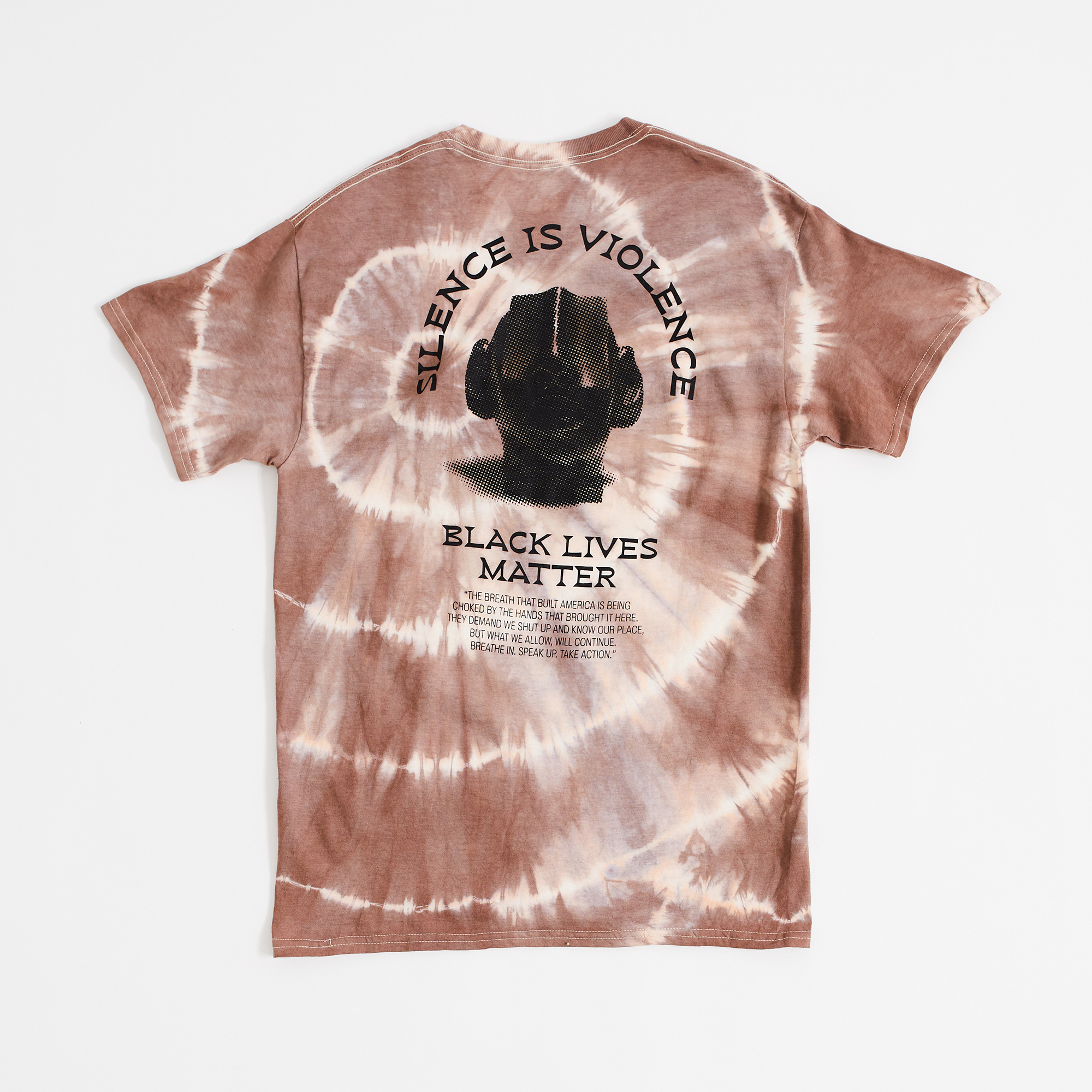 SILENCE IS VIOLENCE TEE  (BROWN TIE DYE)