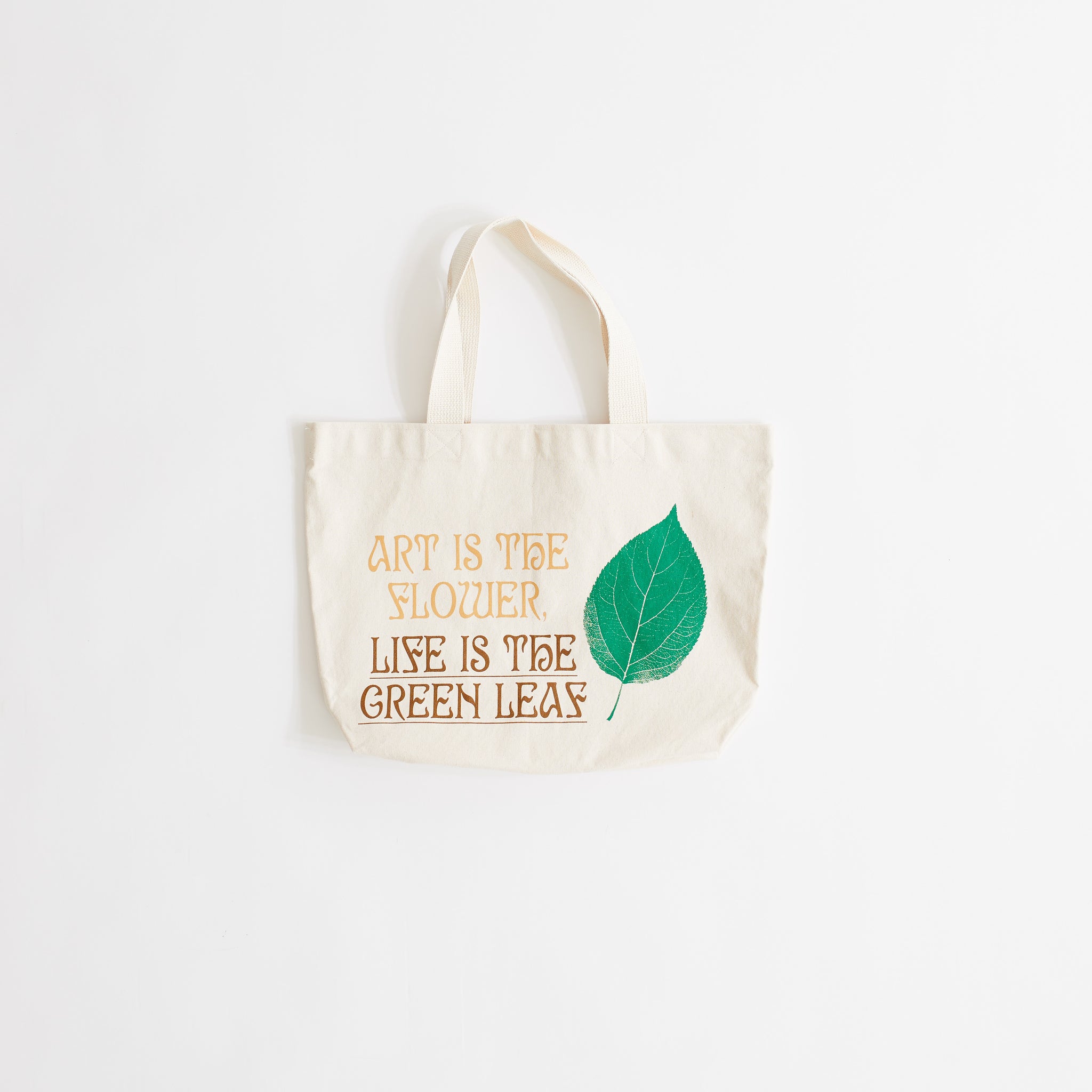 Life Is The Green Leaf Large Tote (Natural)