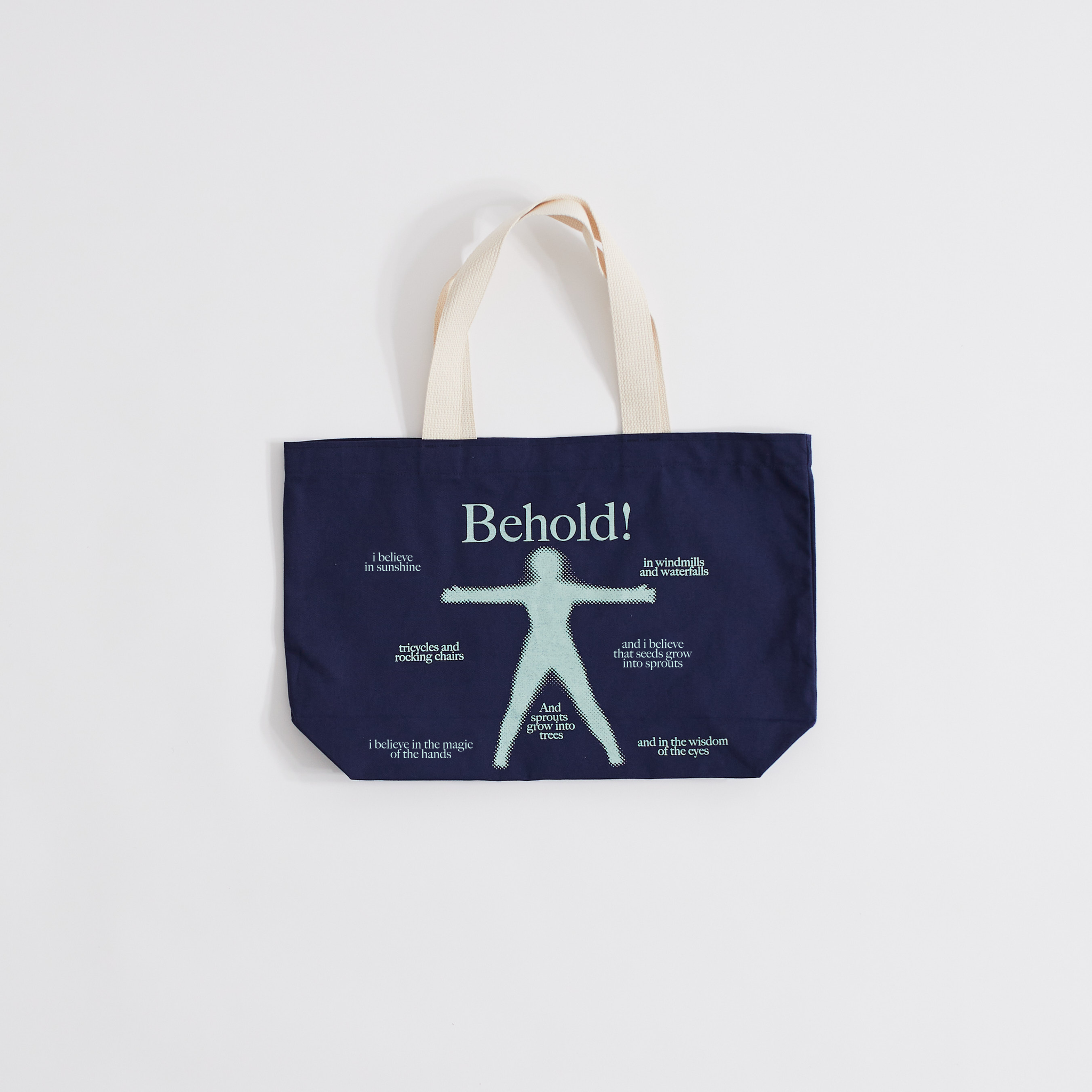Behold! Tote Bag (Navy) *CUSTOM WOVEN LABEL ADDITION*